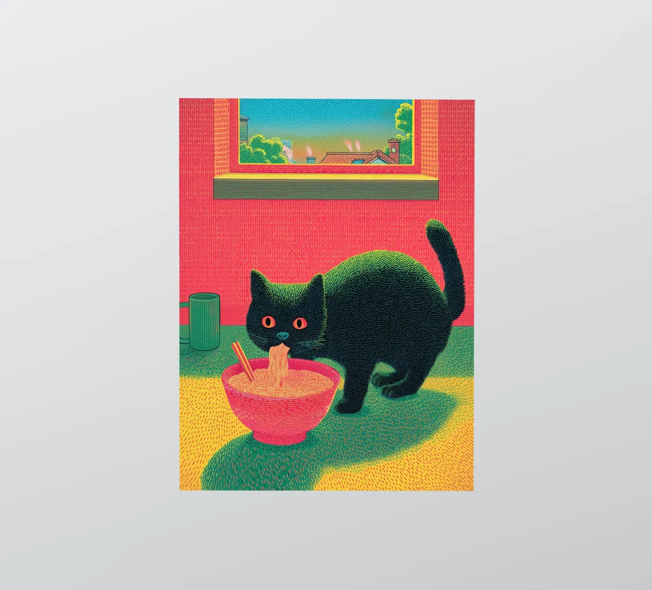 Black Cat & Ramen | Inspiration Japan | Foodie und Küche Sticker von Kaji