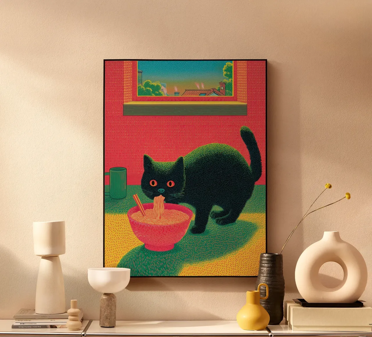 Black Cat & Ramen | Inspiration Japan | Foodie and Kitchen forex plate by Kaji