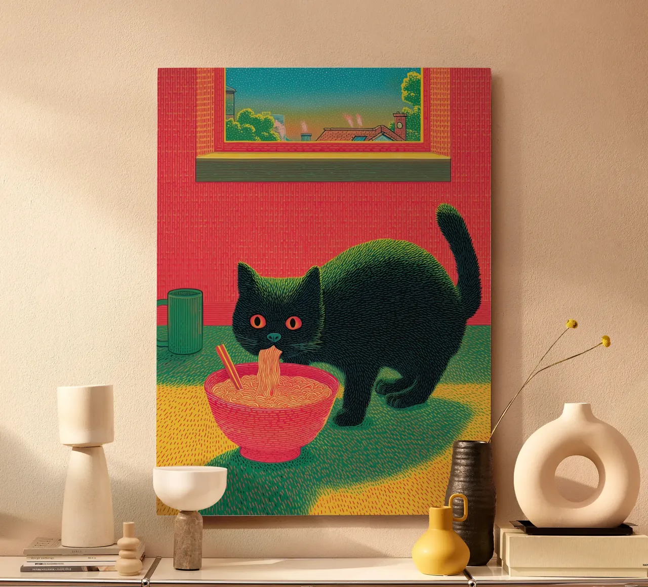 Black Cat & Ramen | Inspiration Japan | Foodie and Kitchen forex plate by Kaji