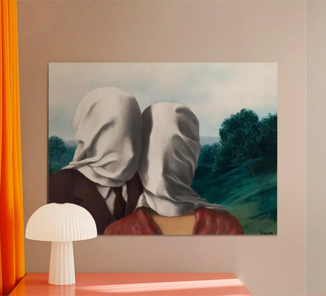 Gli amanti I di René Magritte (1928) poster con telaio in plastica da Classic Art Prints