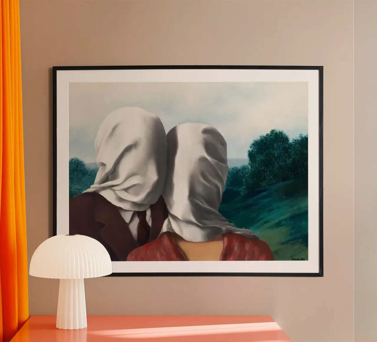 Gli amanti I di René Magritte (1928) poster con telaio in plastica da Classic Art Prints