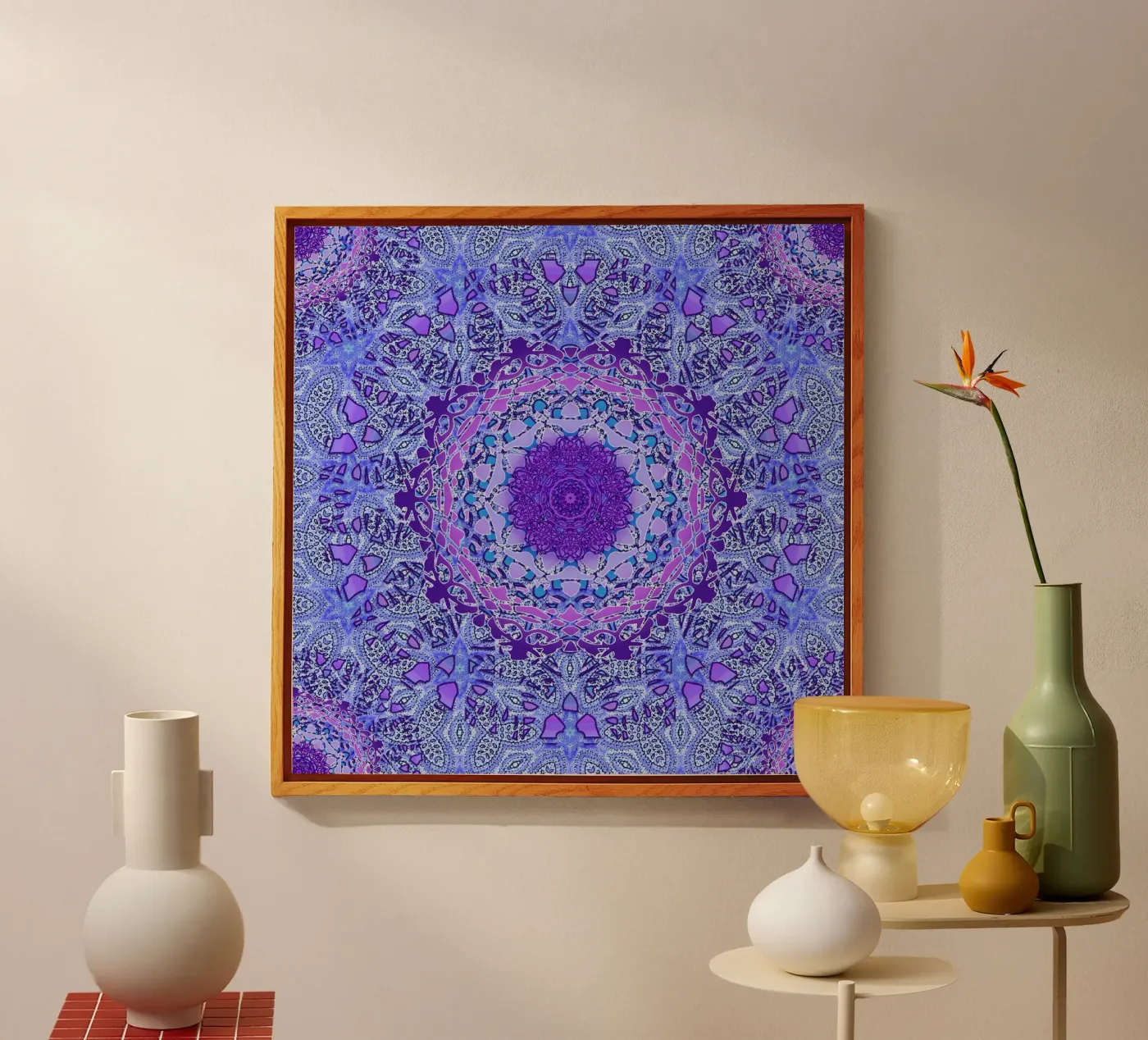 Periwinkle Mandala acryl van Nina May Design Studio