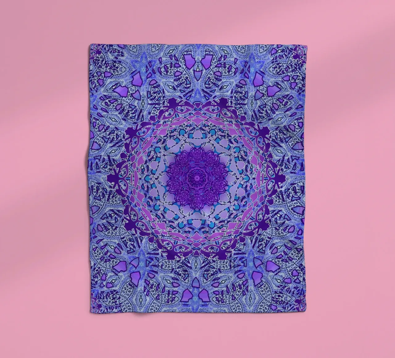 Periwinkle Mandala fleece blanket by Nina May Design Studio