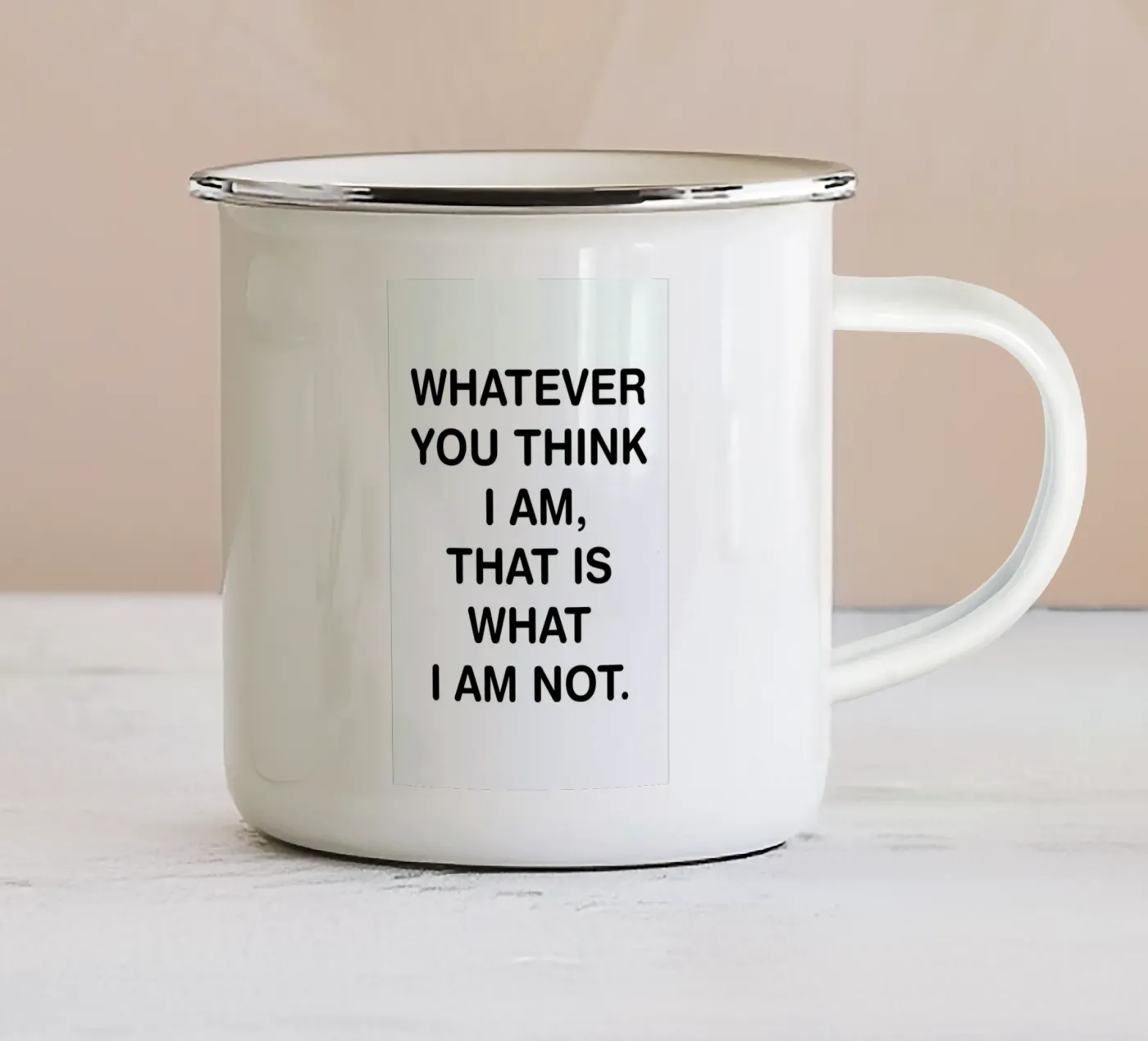 Whatever enamel mug by Magdalena Lindstedt