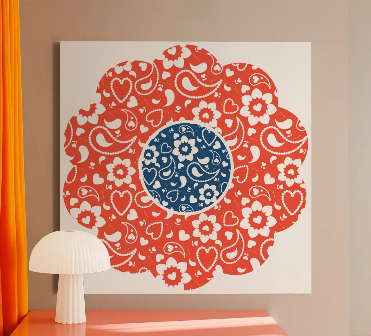 Paisley Madeliefje canvas met Baklijst van Nina May Design Studio