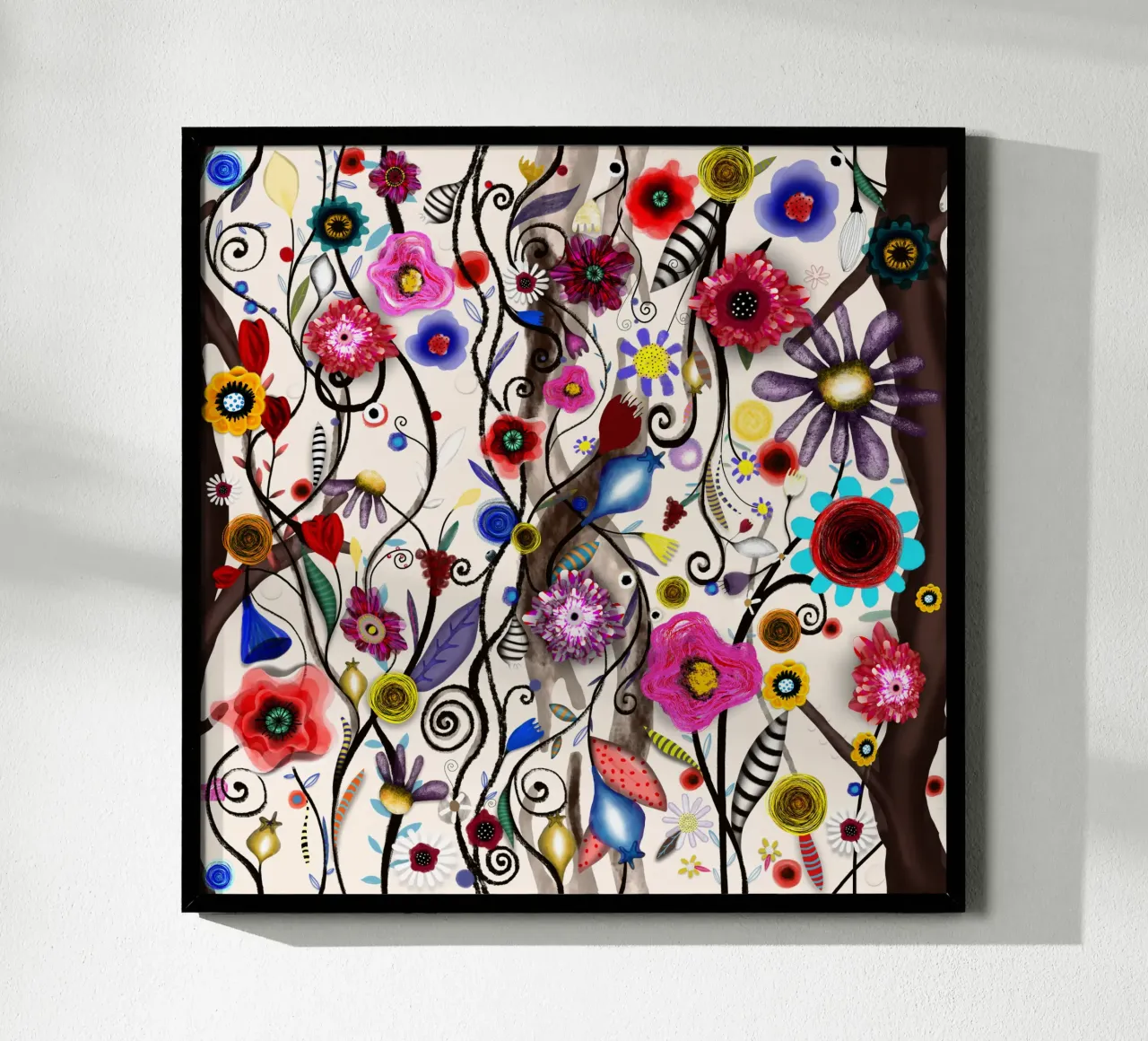 Matrimonio floreale mattina turbinii selvatici bouquet poster con telaio in legno da Ruth Fitta-Schulz