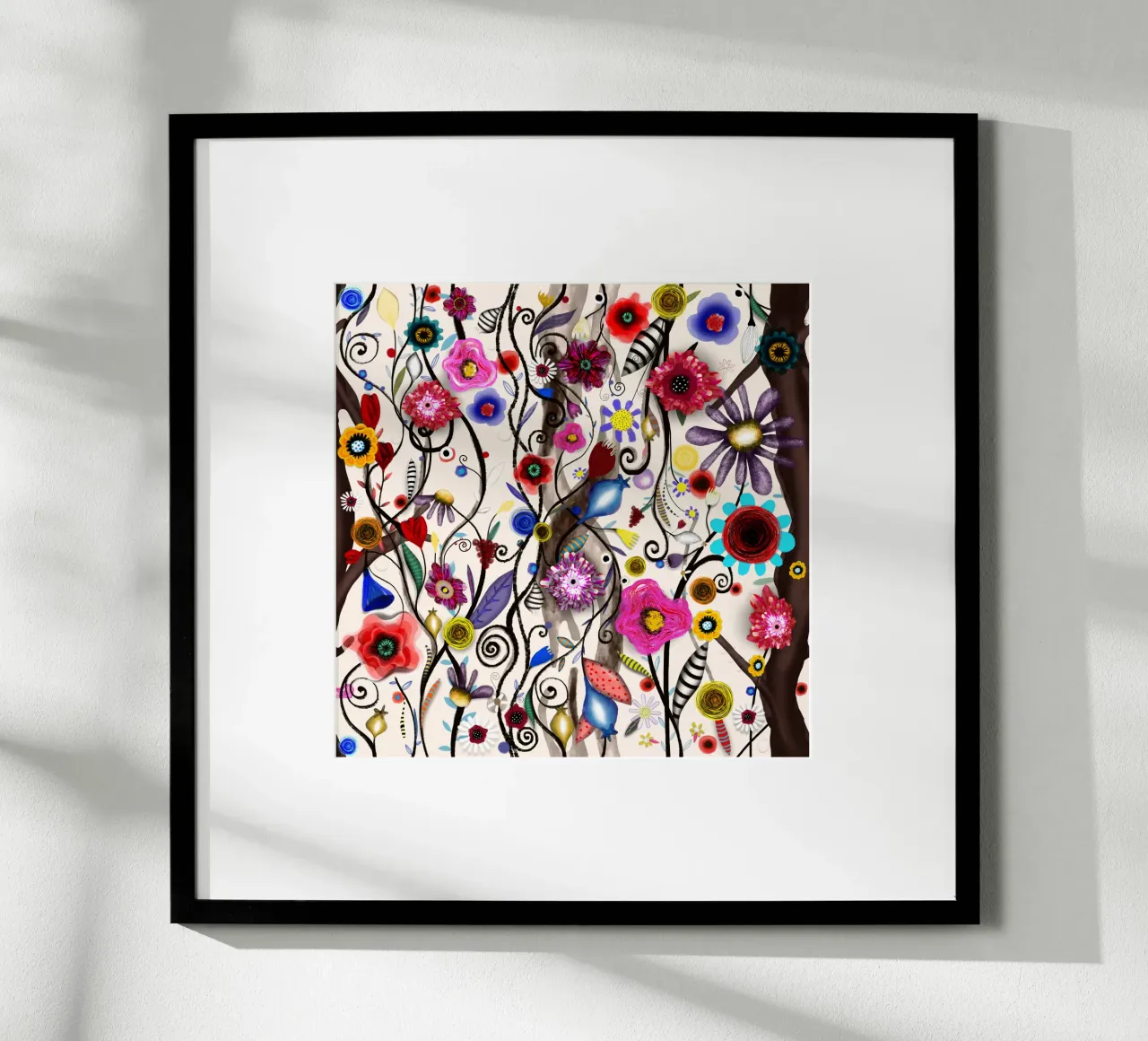 Matrimonio floreale mattina turbinii selvatici bouquet poster con telaio in legno da Ruth Fitta-Schulz