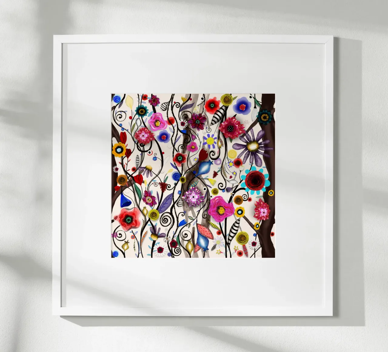 Matrimonio floreale mattina turbinii selvatici bouquet poster con telaio in legno da Ruth Fitta-Schulz