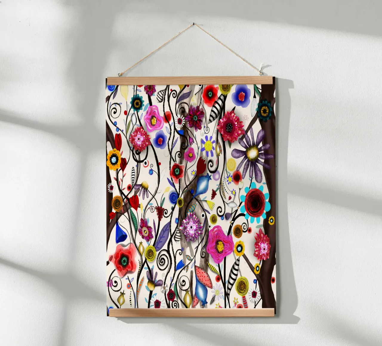 Matrimonio floreale mattina turbinii selvatici bouquet poster con telaio in legno da Ruth Fitta-Schulz