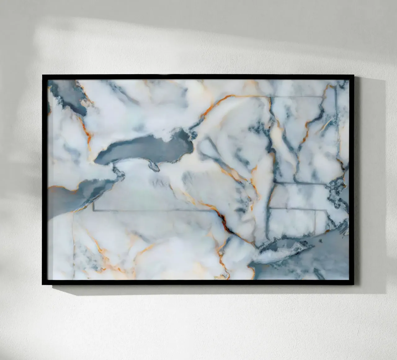 New York Marble Map poster con telaio in plastica da Octavian