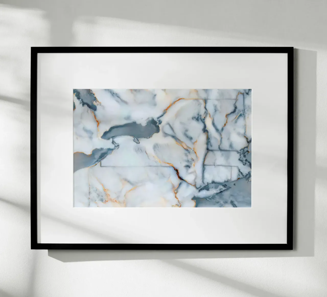 New York Marble Map poster con telaio in plastica da Octavian