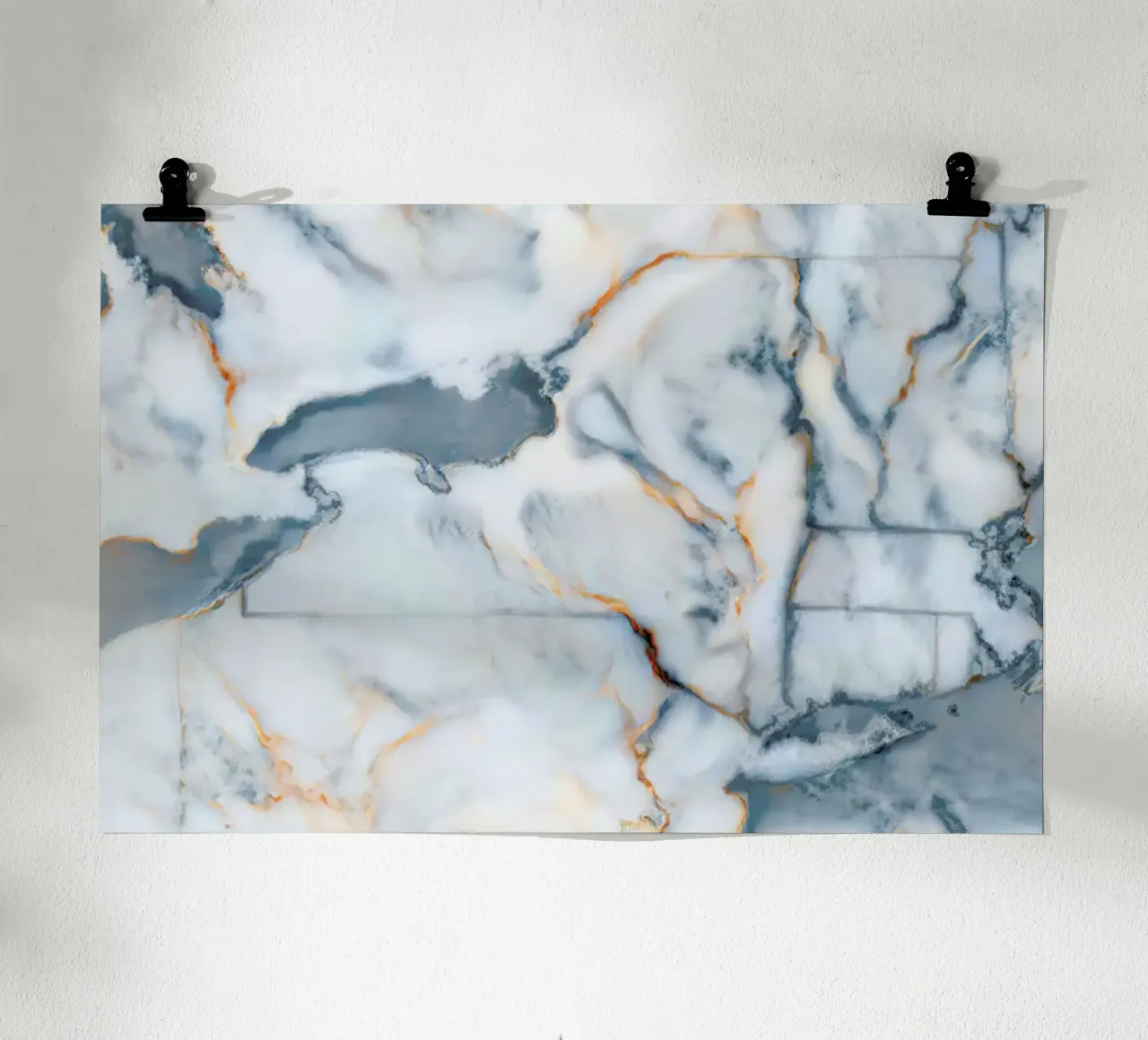 New York Marble Map poster con telaio in plastica da Octavian
