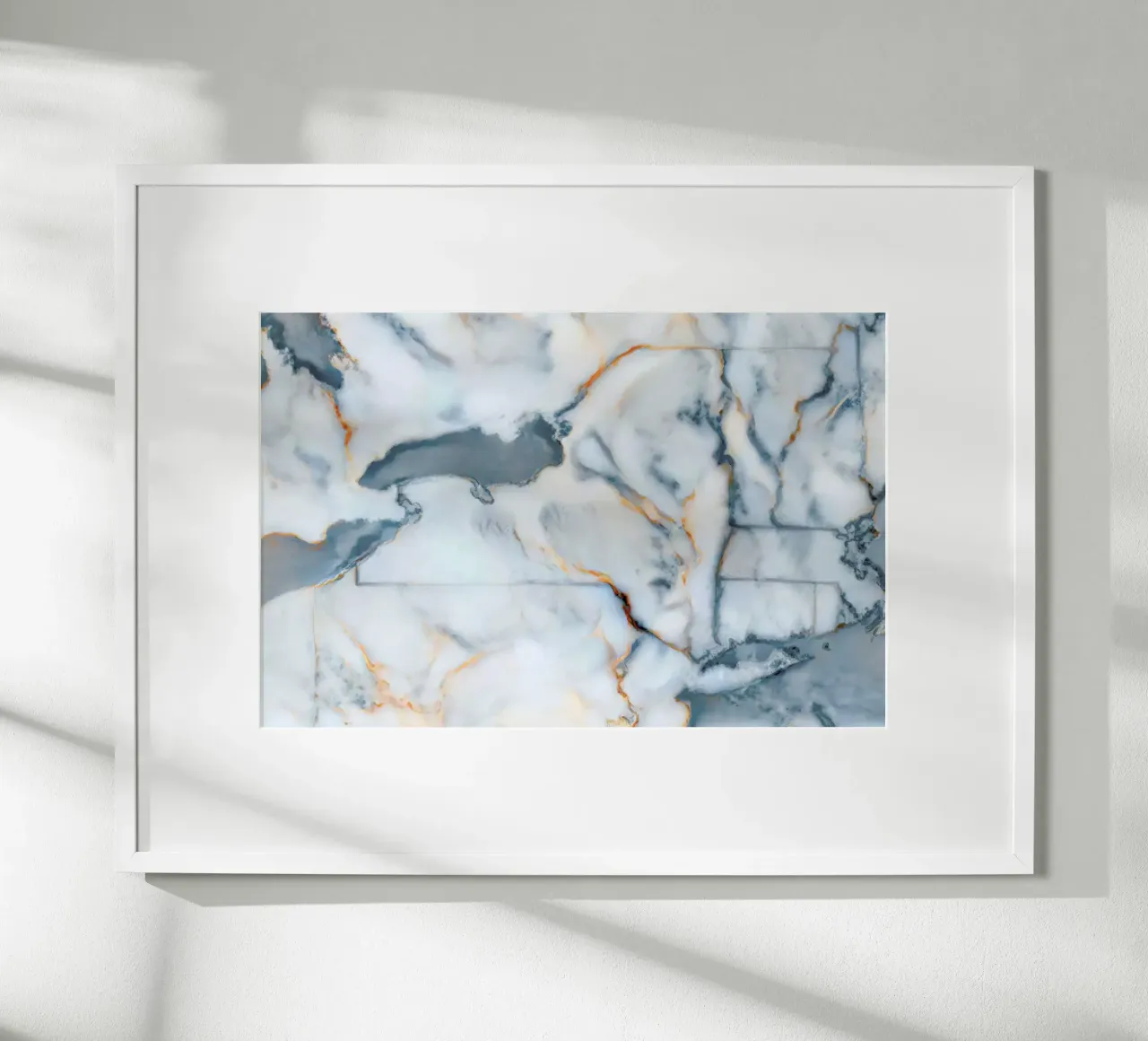 New York Marble Map poster con telaio in plastica da Octavian