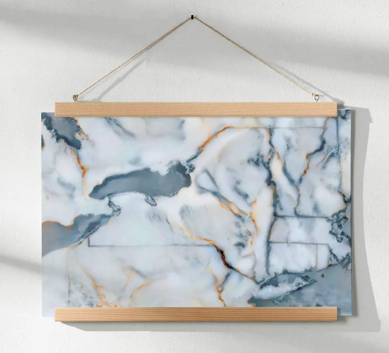New York Marble Map poster con telaio in plastica da Octavian
