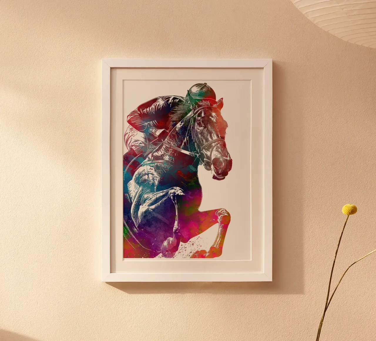 Cavaliere di cavallo sport art bianco poster da SPORT