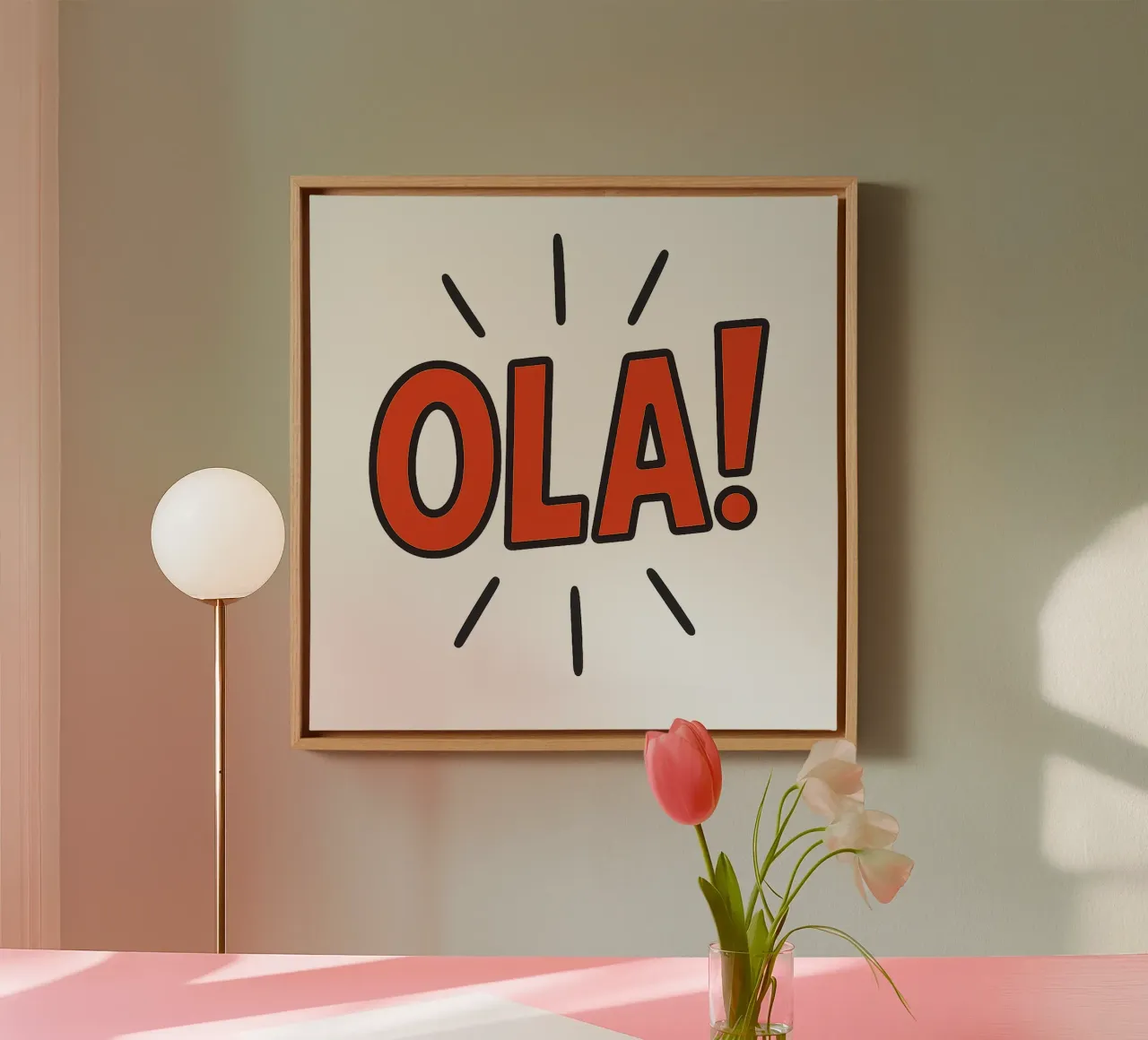 OLÁ - HALLO - HELLO canvas met Baklijst van Vintage Van Gogh