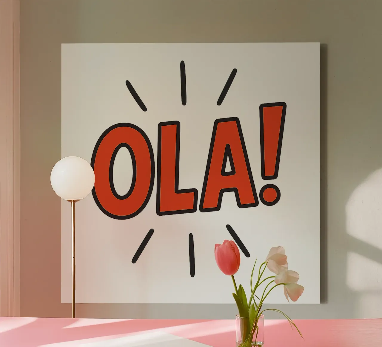 OLÁ - HALLO - HELLO canvas met Baklijst van Vintage Van Gogh