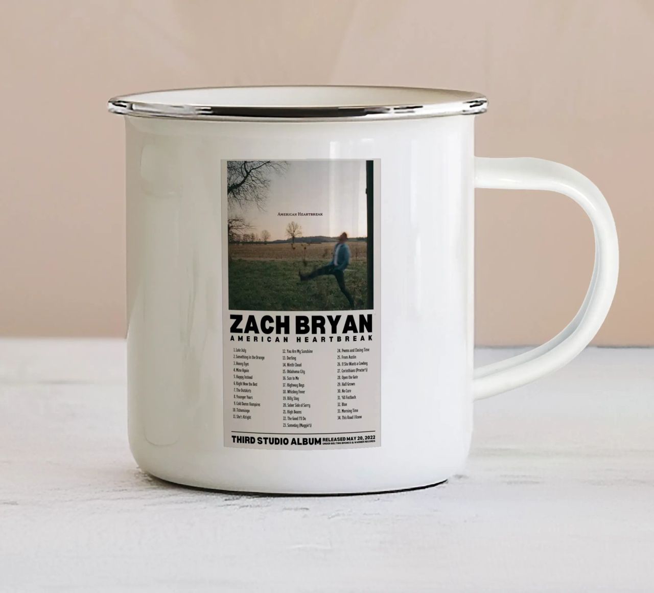 Zach Bryan tazza in smalto da fayzelkodok