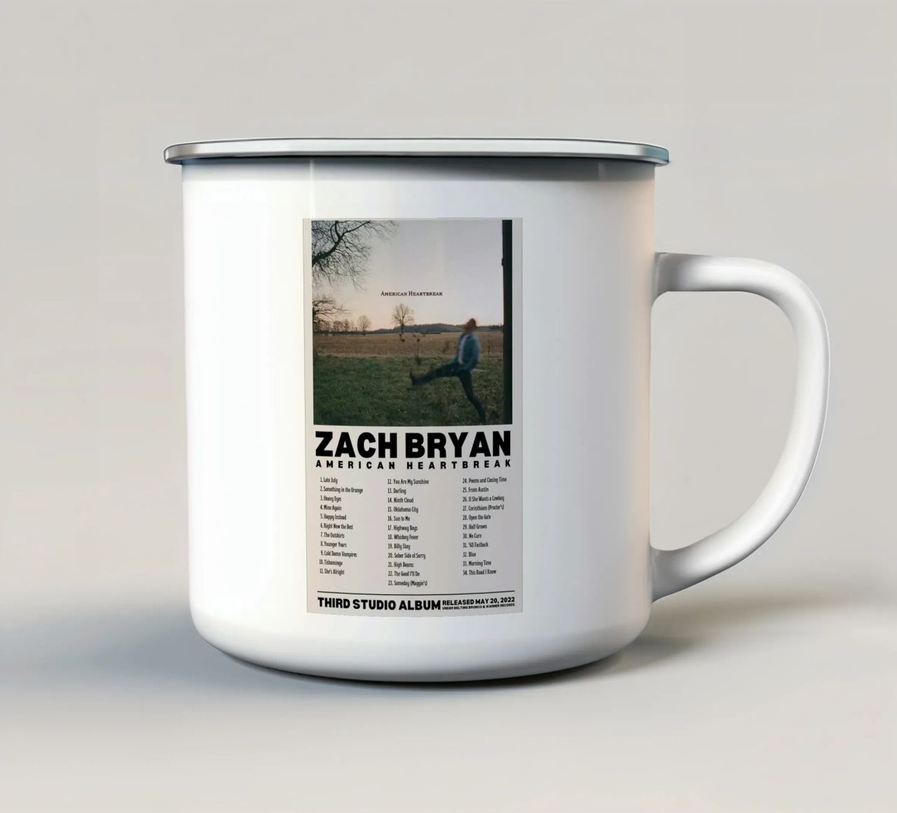 Zach Bryan tazza in smalto da fayzelkodok