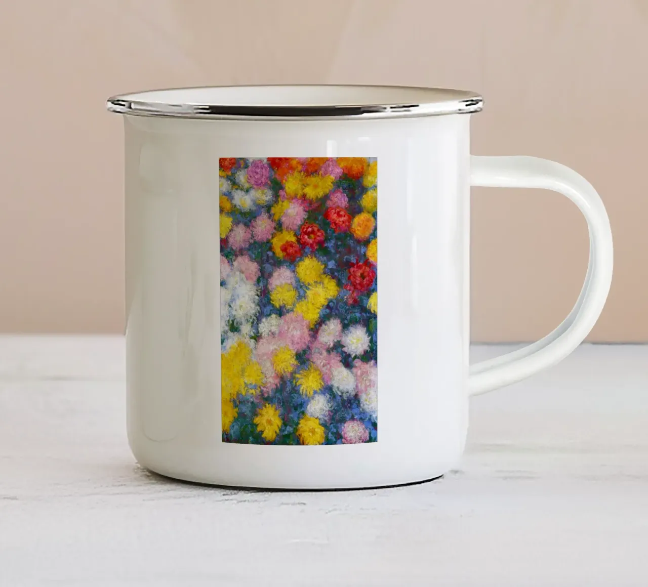 Il letto di crisantemi di Claude Monet tazza in smalto da Monet Art Prints