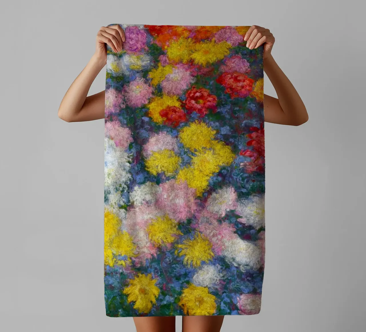 Das Chrysanthemenbeet von Claude Monet Handtuch von Monet Art Prints
