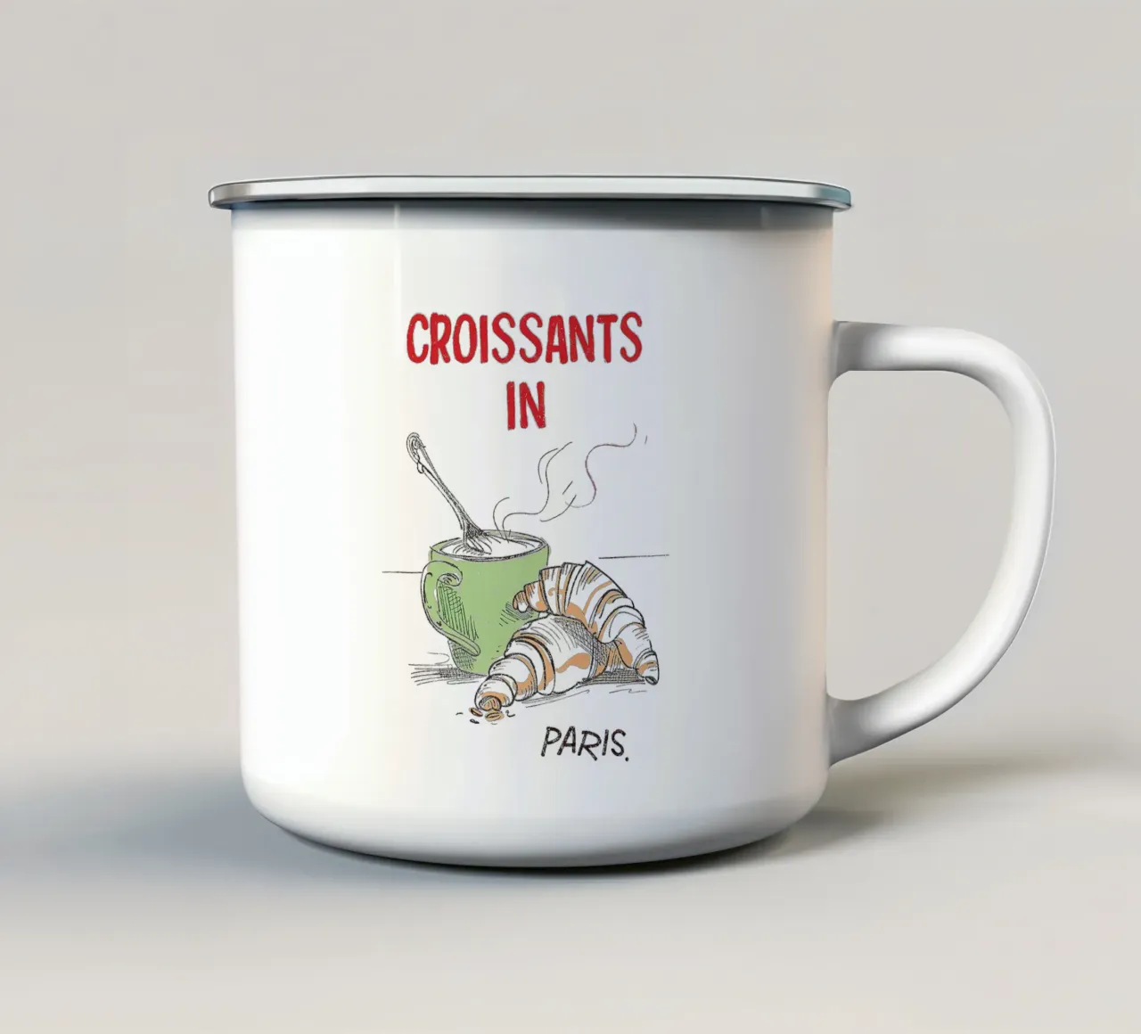 Croissant a Parigi tazza in smalto da Mildred Store