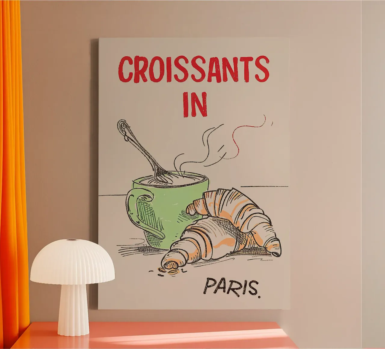 Croissants in Parijs canvas met Baklijst van Mildred Store