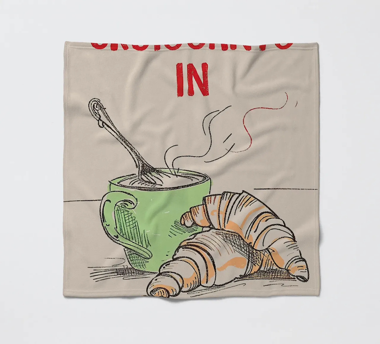 Croissants in Paris fleece blanket by Mildred Store