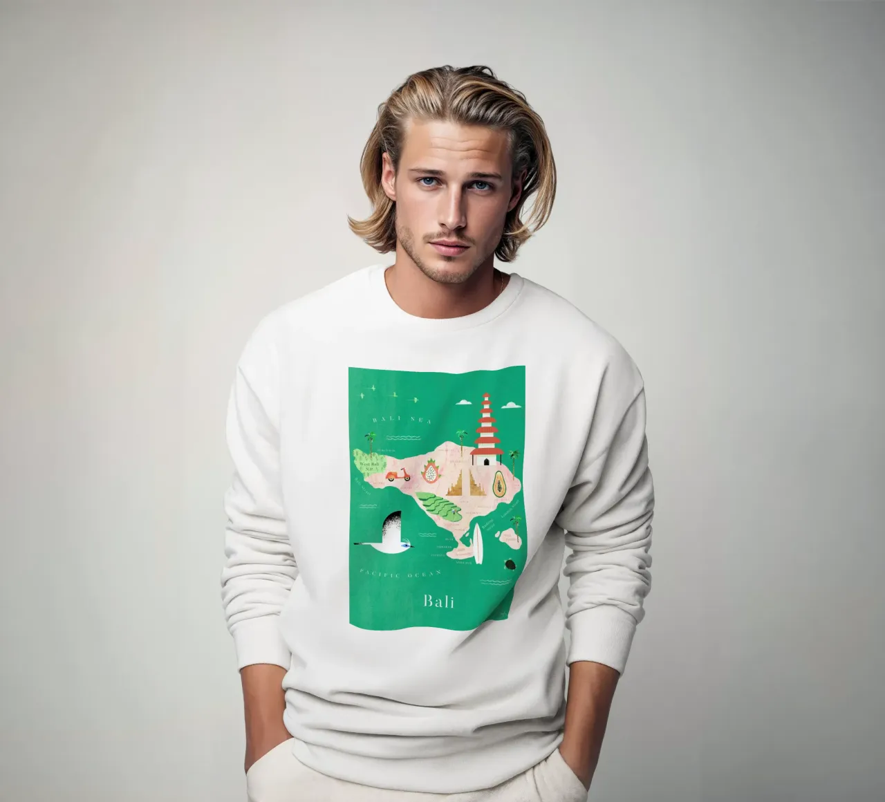 Map Of BalI felpa da Henry Rivers