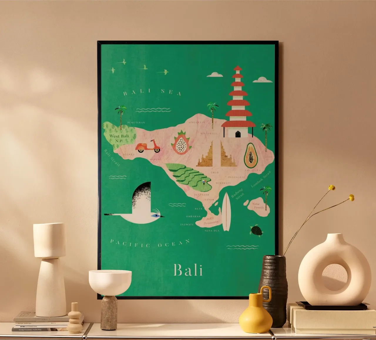 Map Of BalI carta hahnemühle da Henry Rivers