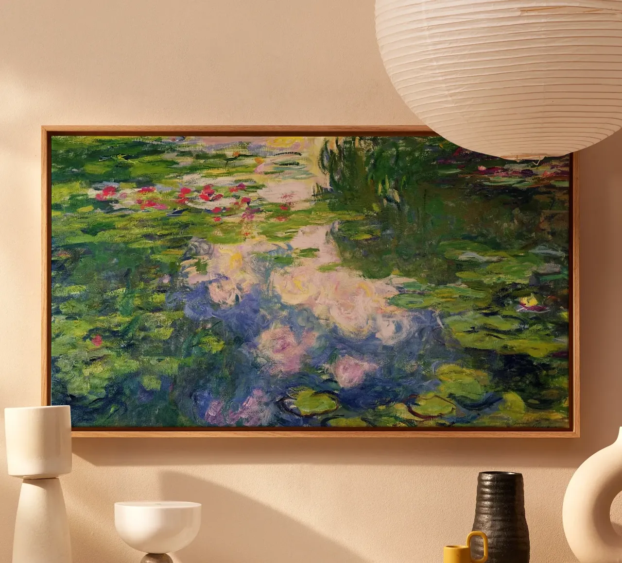 Lo stagno di ninfee di Claude Monet tela con Cornice a cassetta da Monet Art Prints