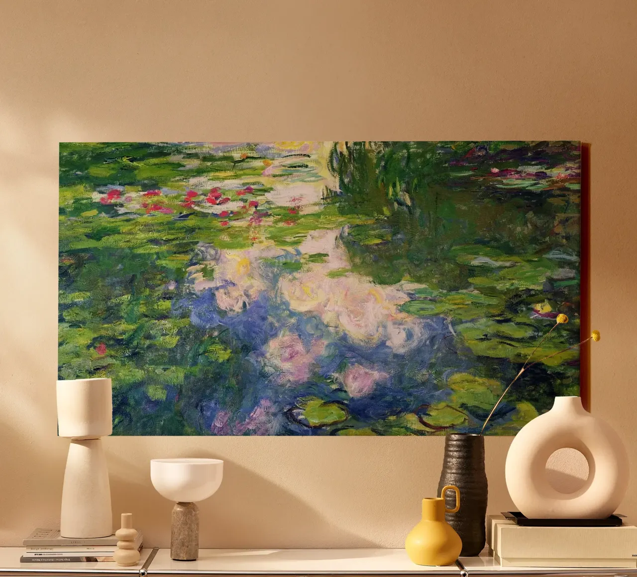 Lo stagno di ninfee di Claude Monet tela con Cornice a cassetta da Monet Art Prints