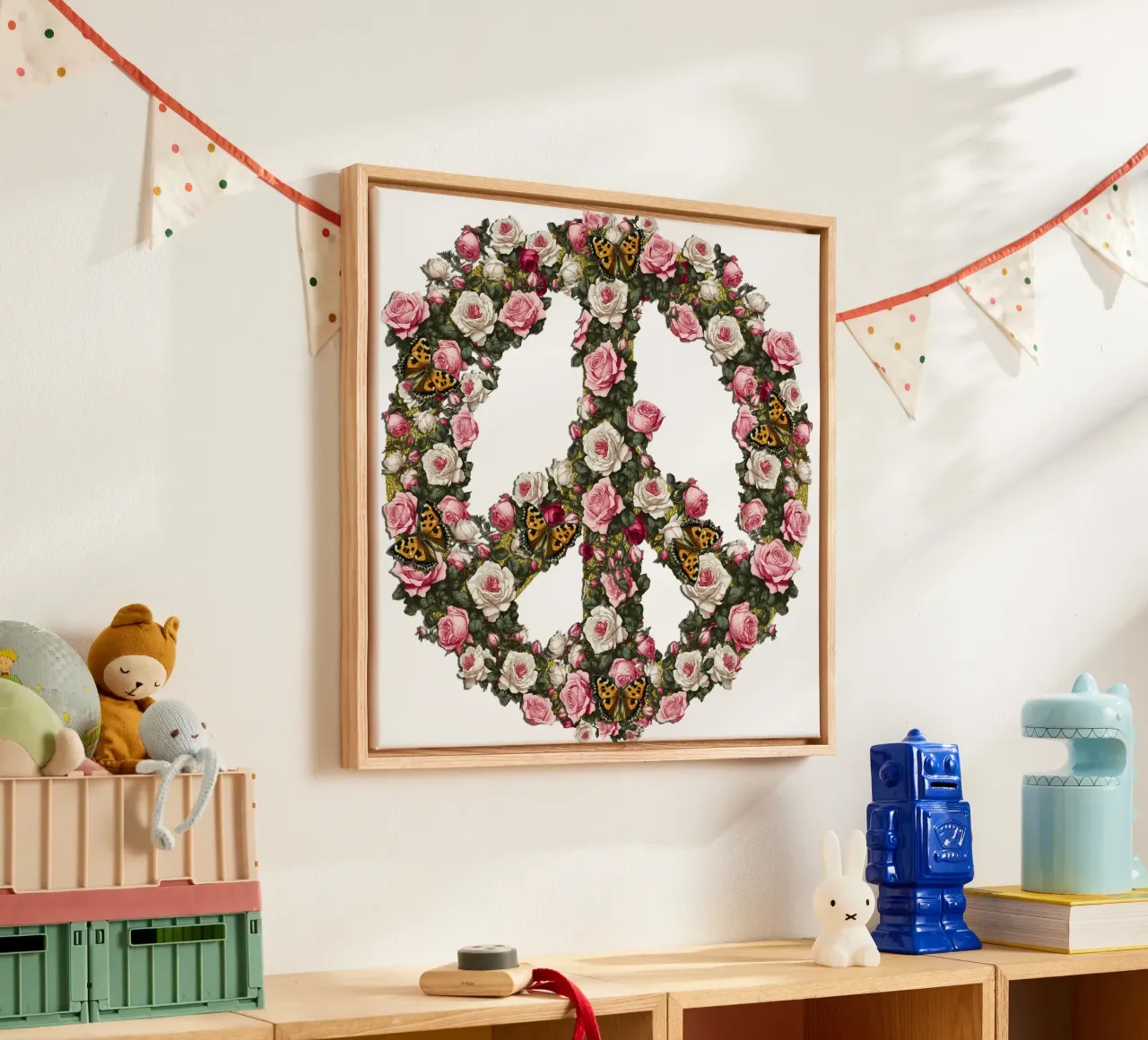 Rosa Vintage Peace tela con Cornice a cassetta da Nina May Design Studio