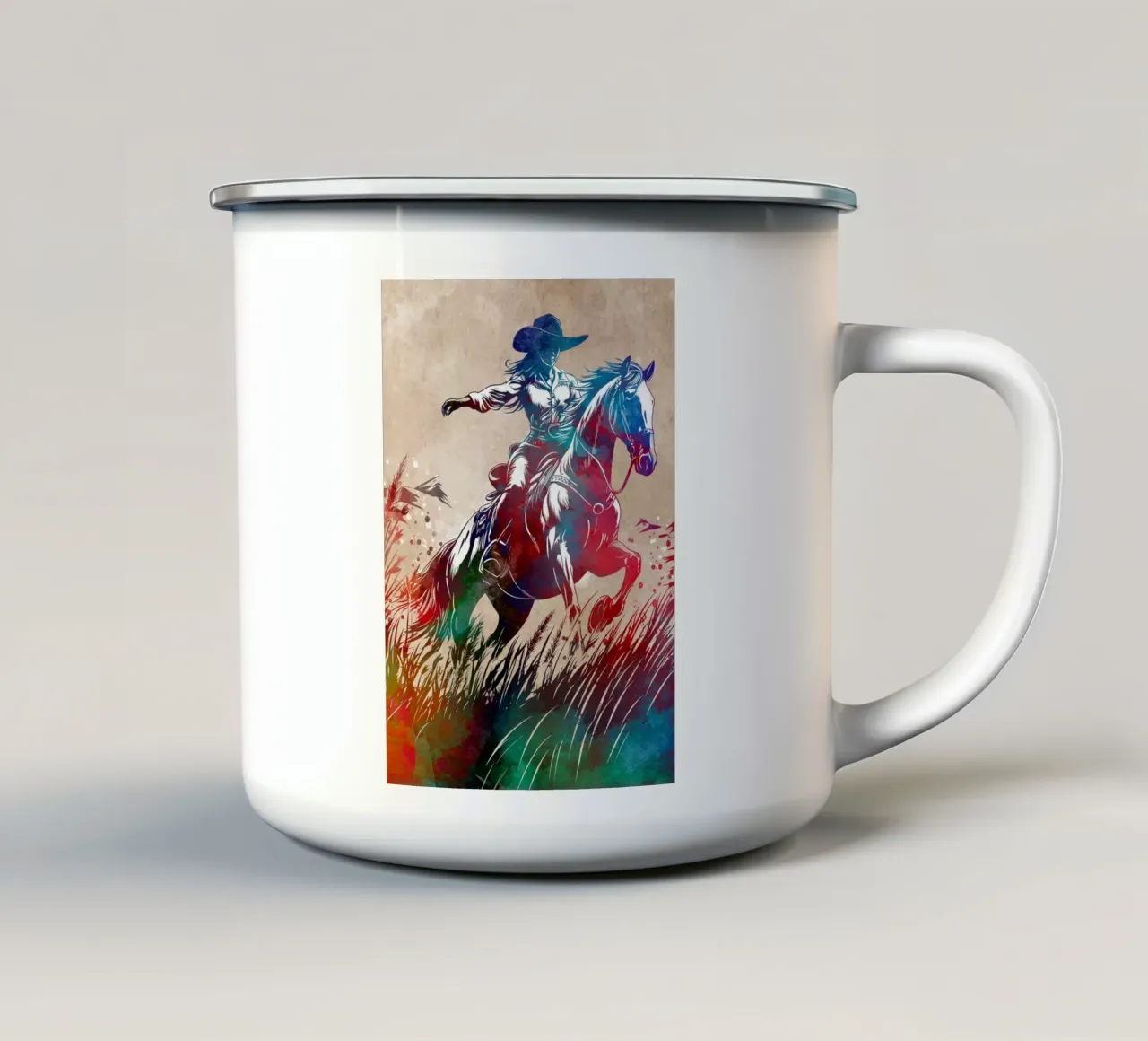 Cavallo cavaliere sport art tazza in smalto da SPORT