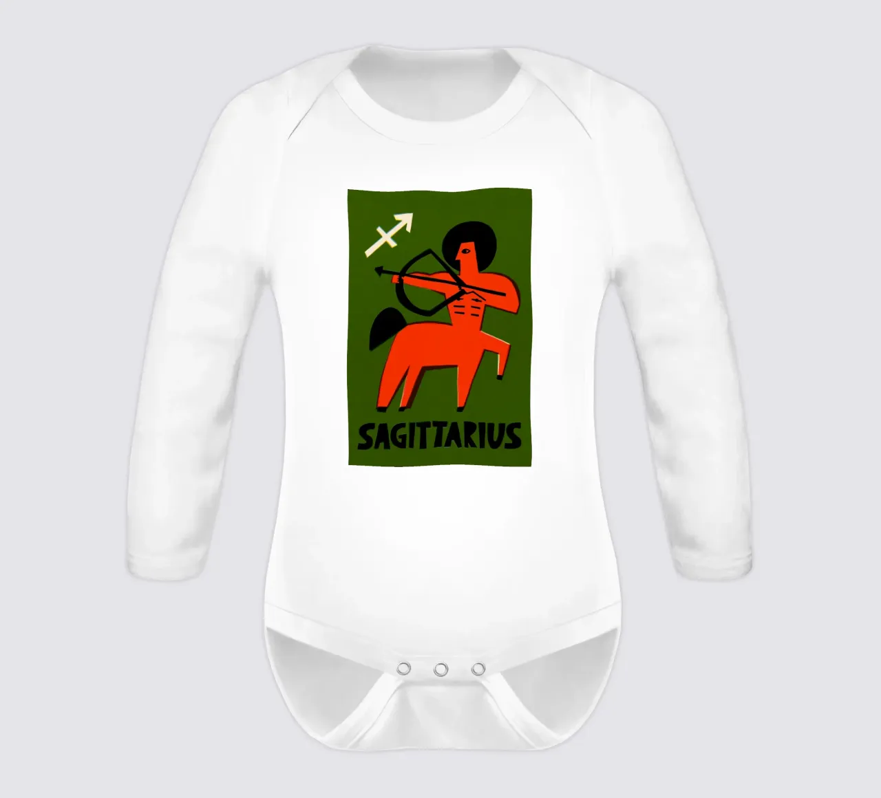 Sagittarius Zodiac long-sleeve baby romper by Fox & Velvet