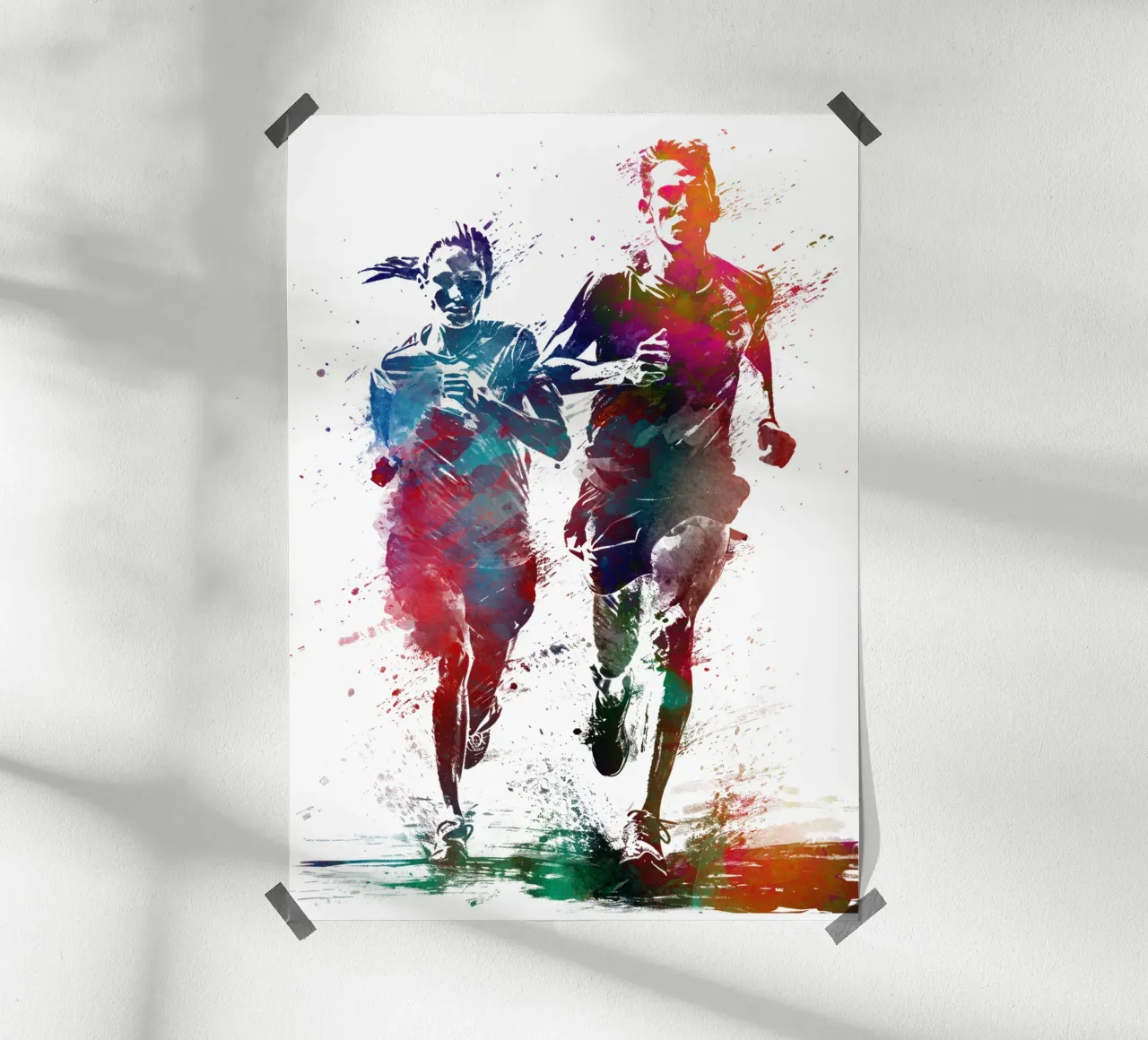 Runners sport art bianco poster da SPORT