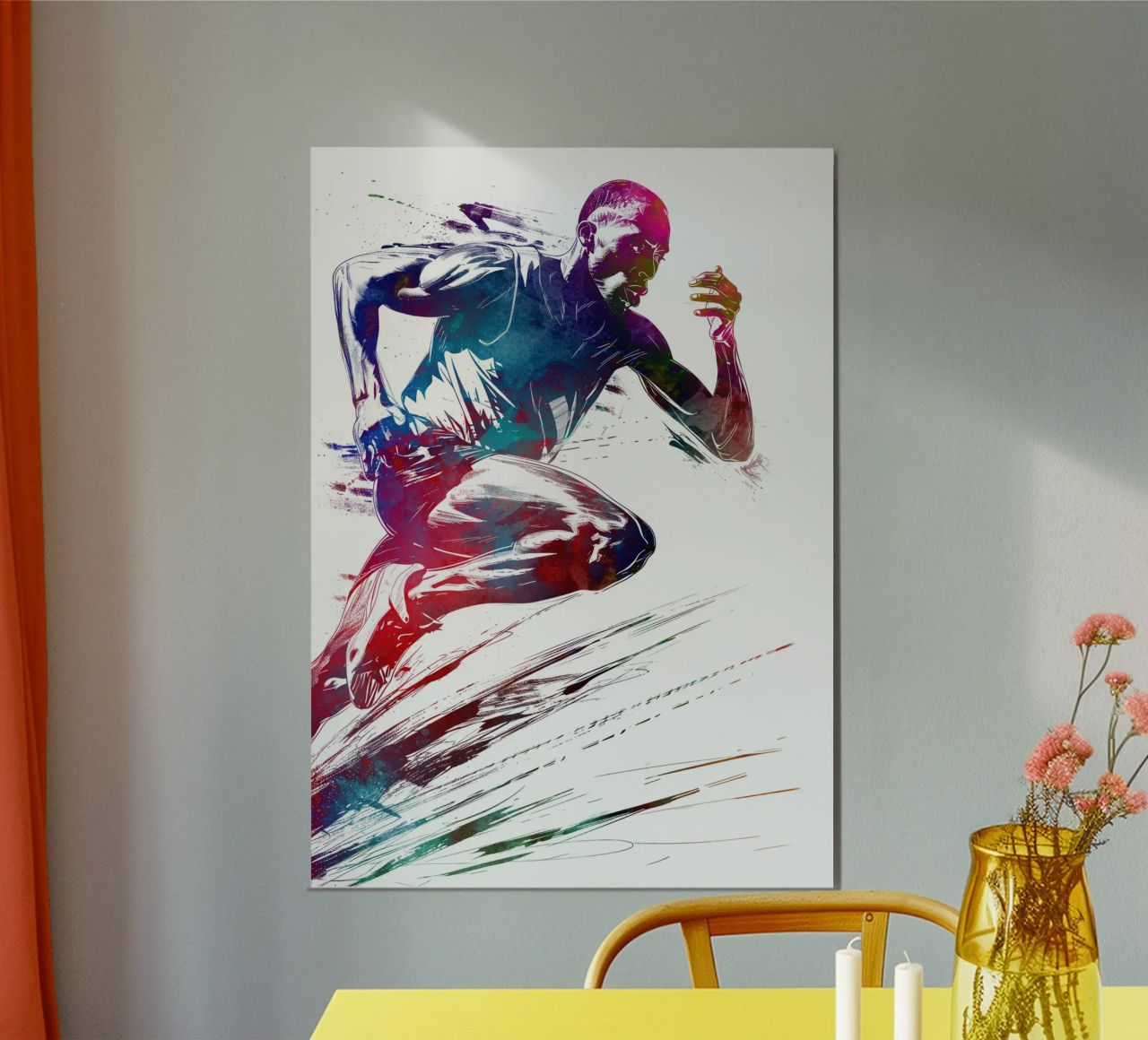 Coureur sport art blanc poster de SPORT