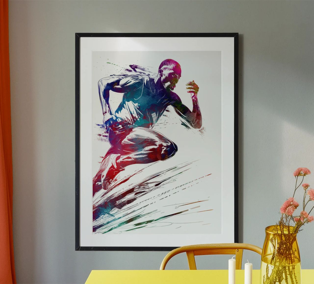 Coureur sport art blanc poster de SPORT