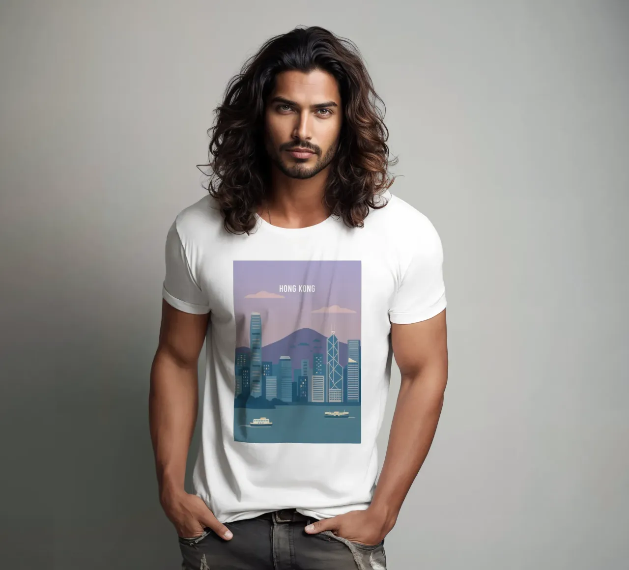 Hong Kong – Skyline in Silence t-shirt da Attaboy Dsgn