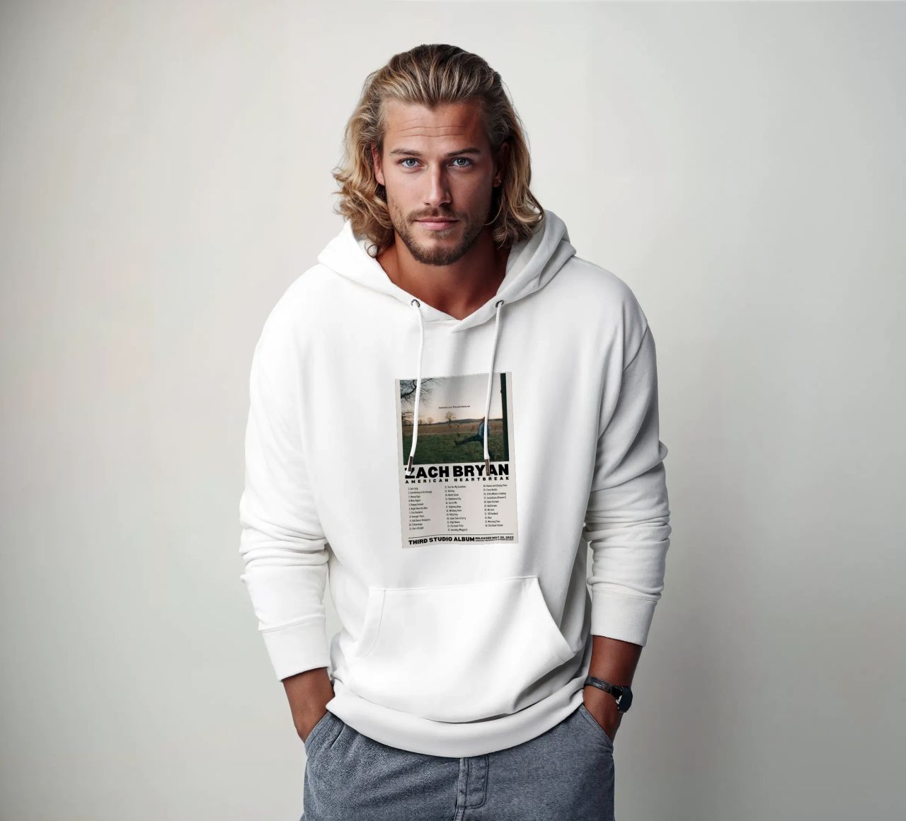 Zach Bryan felpa con cappuccio da fayzelkodok