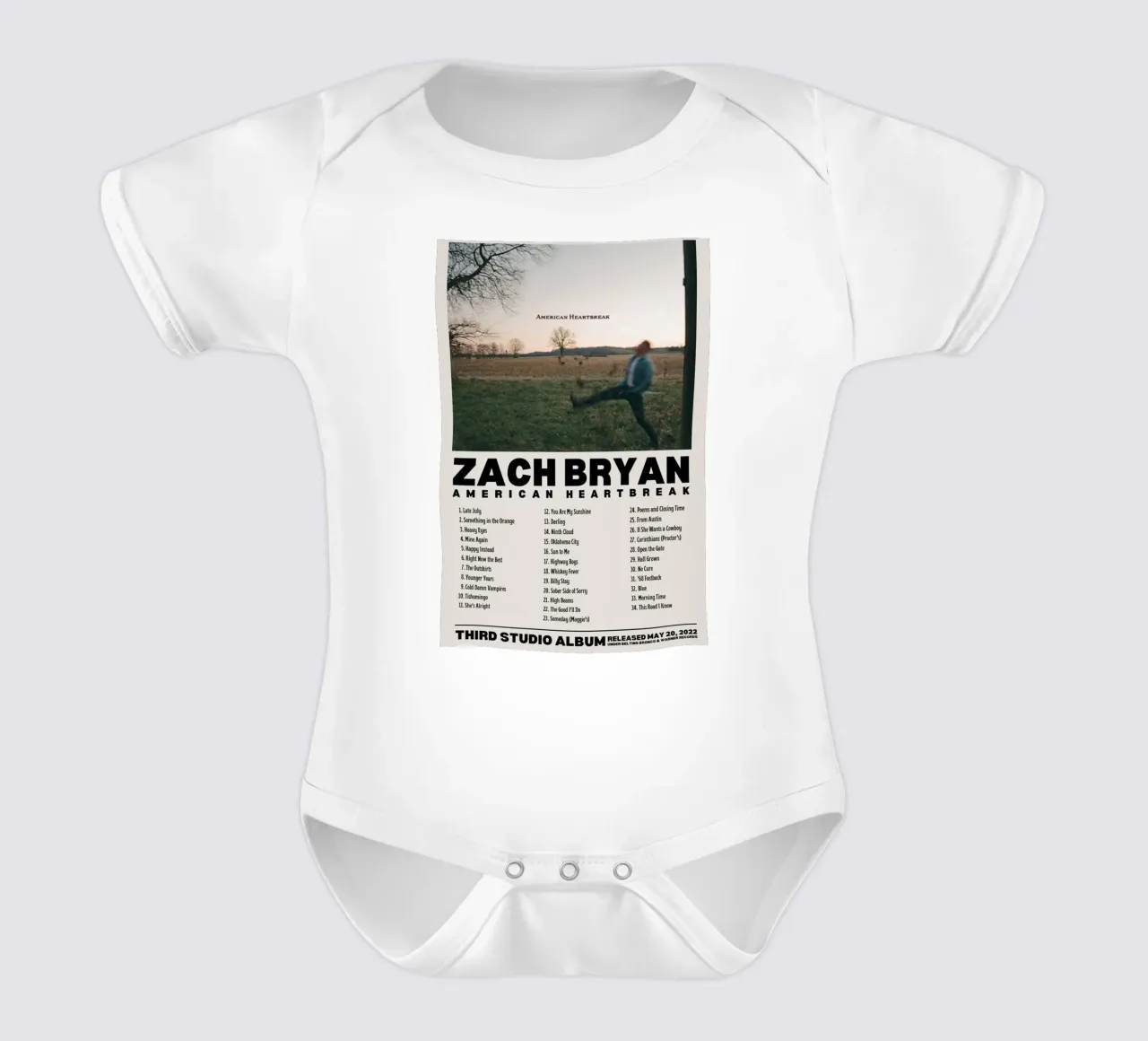 Zach Bryan body neonato maniche corte da fayzelkodok