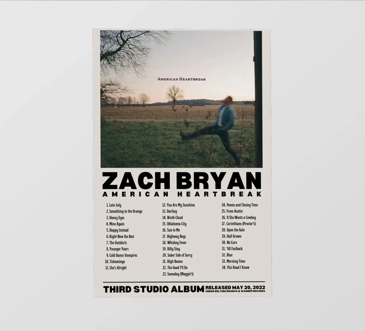 Zach Bryan telo in pvc da fayzelkodok