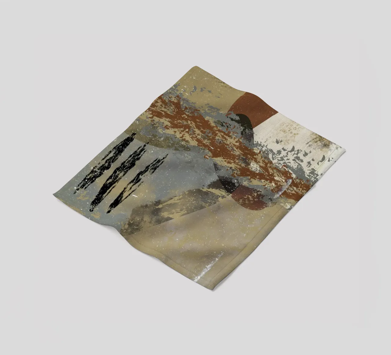 Modern abstract artwork in beige, rust, gray and brown coperta in pile da Imaginative