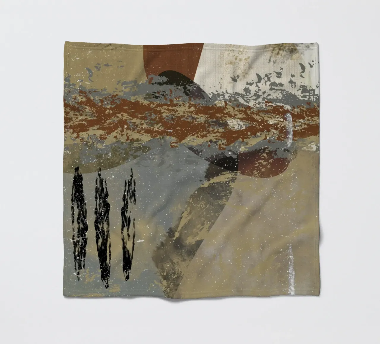Modern abstract artwork in beige, rust, gray and brown coperta in pile da Imaginative