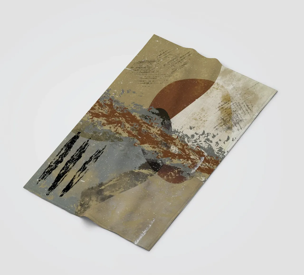 Modern abstract artwork in beige, rust, gray and brown coperta in pile da Imaginative