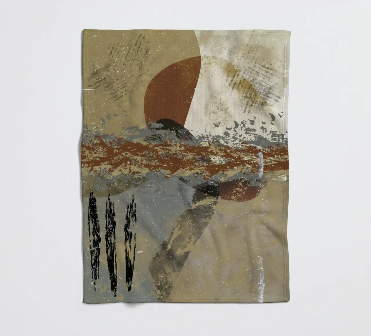 Modern abstract artwork in beige, rust, gray and brown coperta in pile da Imaginative