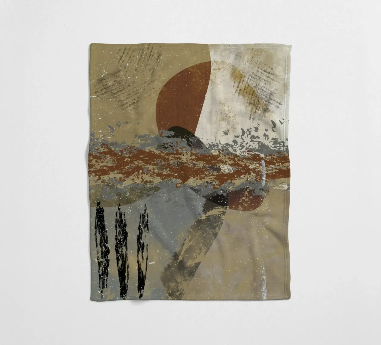 Modern abstract artwork in beige, rust, gray and brown coperta in pile da Imaginative