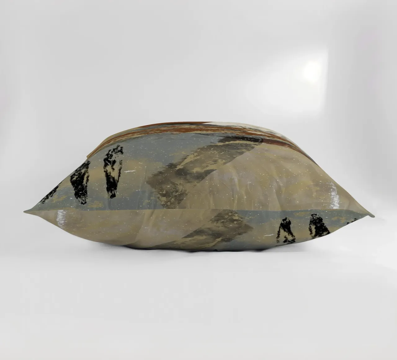 Modern abstract artwork in beige, rust, gray and brown cuscino da Imaginative