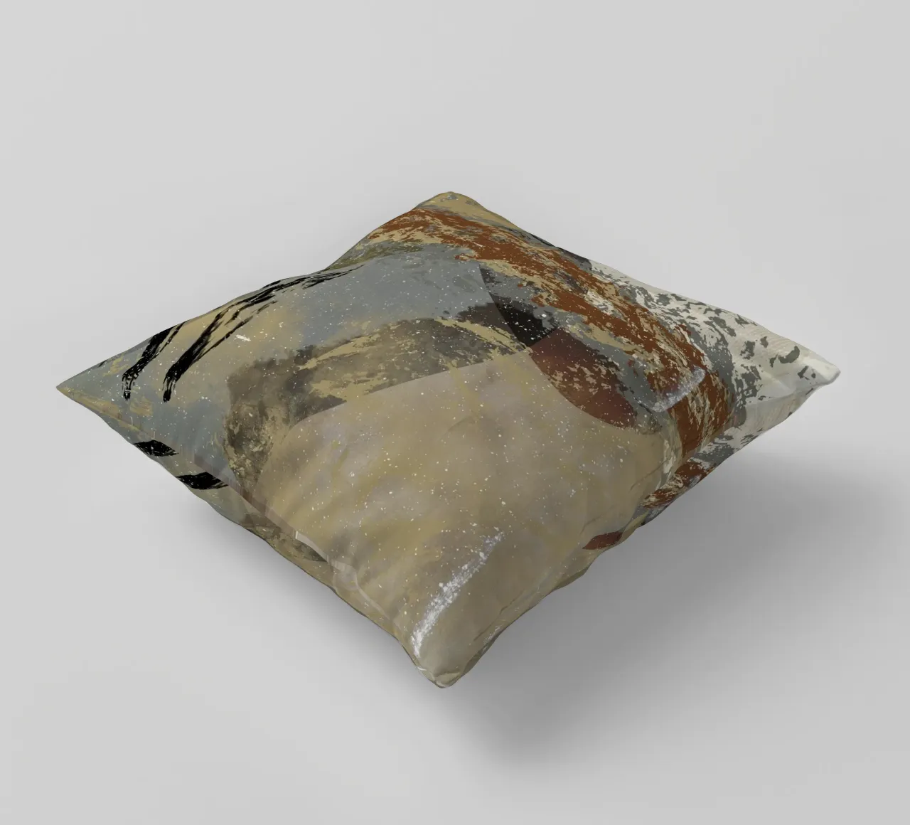 Modern abstract artwork in beige, rust, gray and brown cuscino da Imaginative