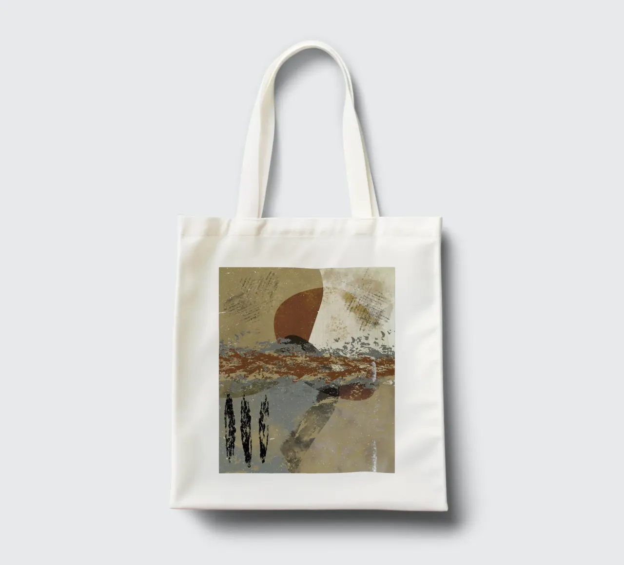 Modern abstract artwork in beige, rust, gray and brown borsa in juta da Imaginative